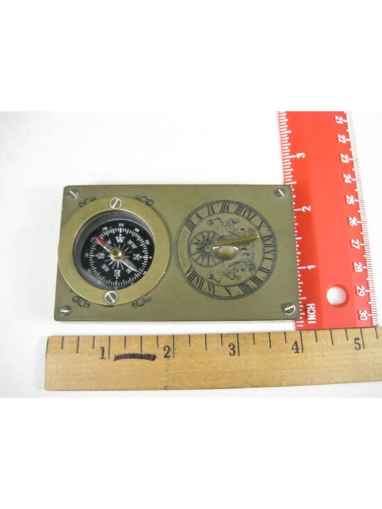 brass sundial products for sale | eBay Vintage Brass Sundial Compass Roman Numerals Desk Travel Working Condition